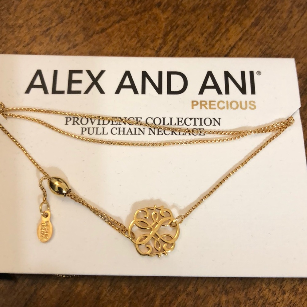 Alex and Ani Path of Life Gold pull chain necklace